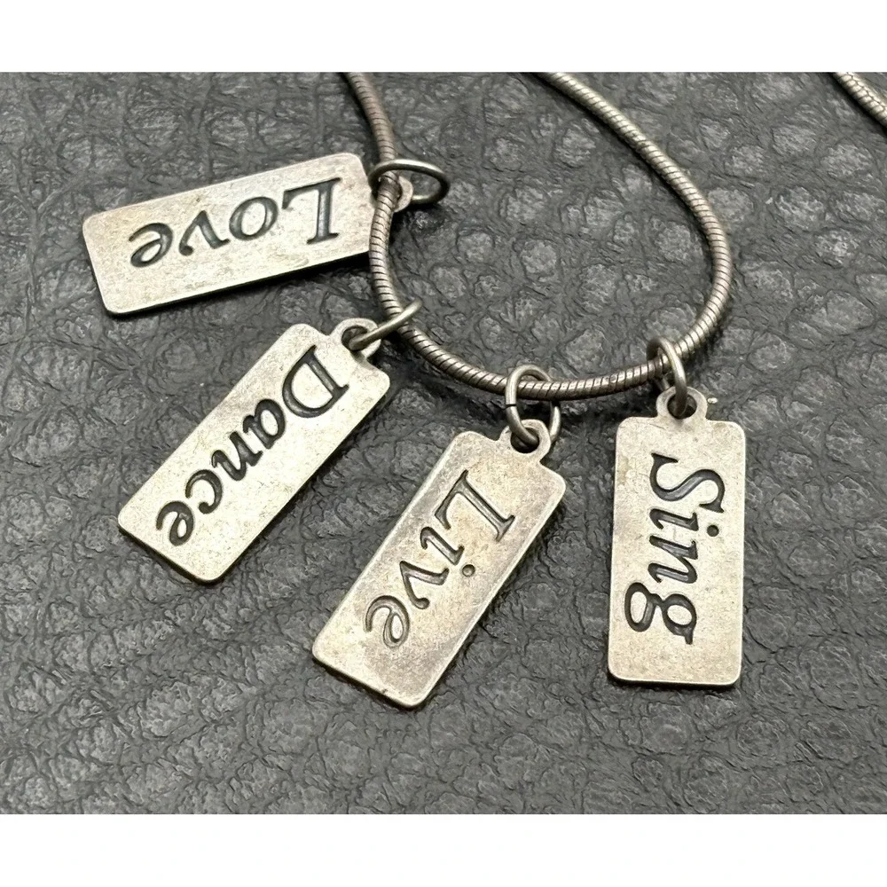 Carolyn Pollack Relios Sterling Silver 925 Charm Necklace Love Dance Live Sing